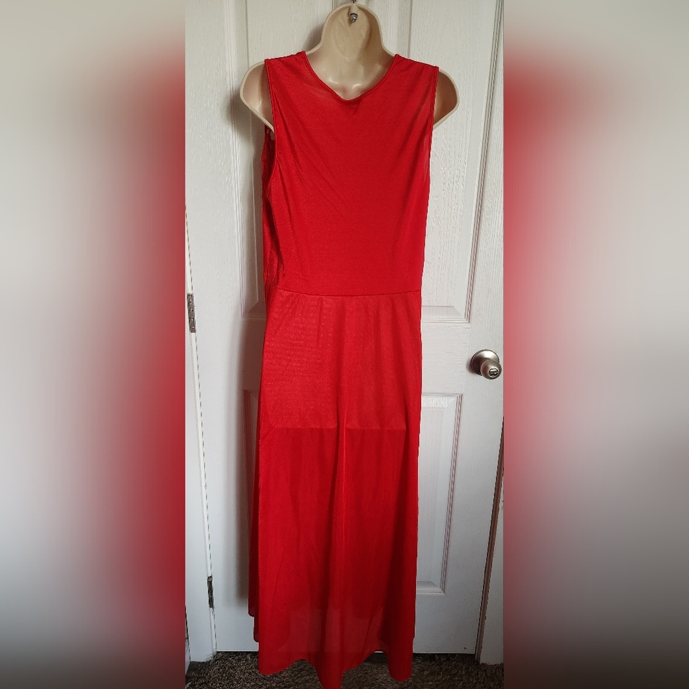 Partners Intimates Vintage Red maxi  Slip Dress - Probable Large to XL - Picture 3 of 6